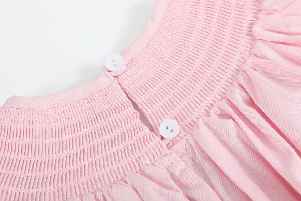 Pink and White Bows Smocked Bishop Dress - Lil Cactus