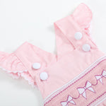 Pink and White bows Smocked Ruffle Romper - Lil Cactus