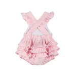 Pink and White bows Smocked Ruffle Romper - Lil Cactus