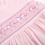 Pink and White bows Smocked Ruffle Romper - Lil Cactus