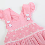 Pink and White Flower Smocked Ruffle Romper - Lil Cactus