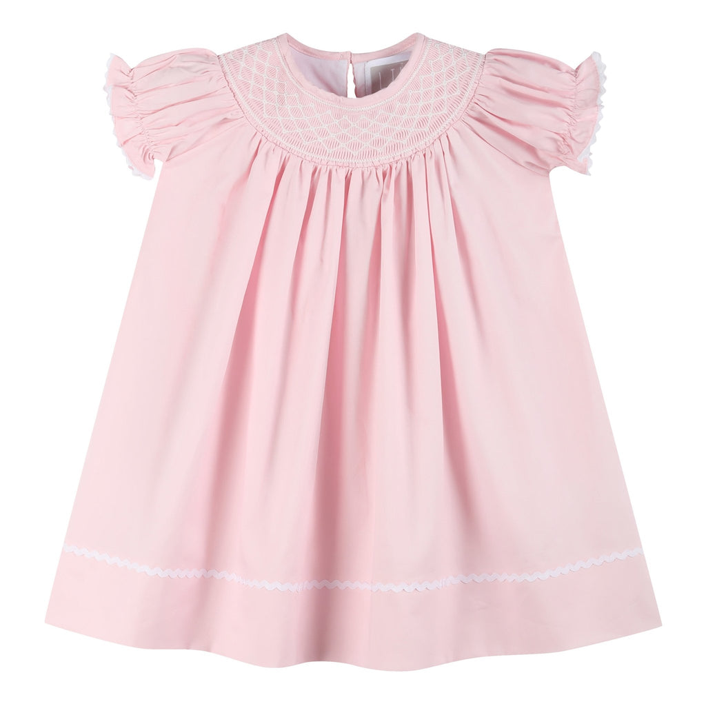 Pink and White Smocked Bishop Dress - Lil Cactus
