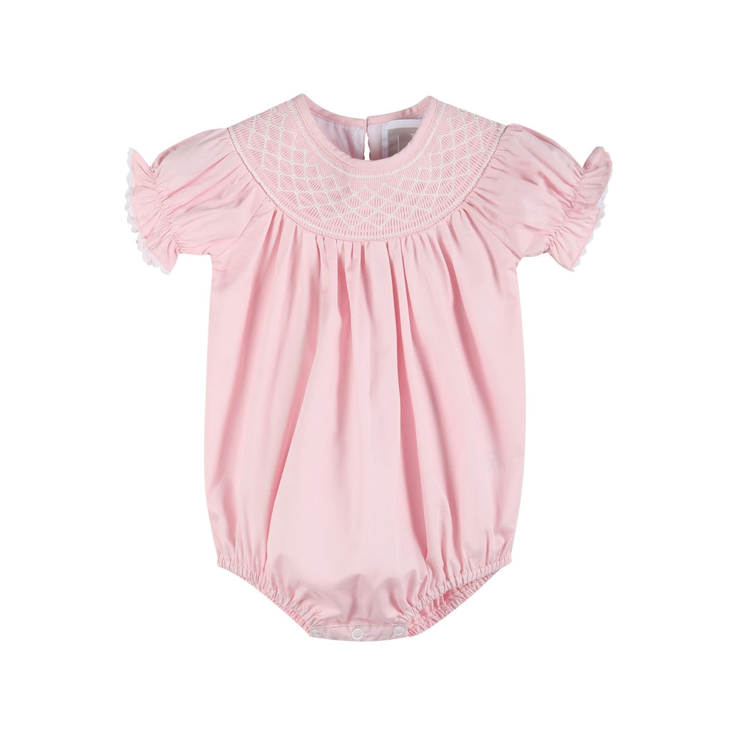 Pink and White Smocked Bubble Romper - Lil Cactus