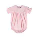 Pink and White Smocked Bubble Romper - Lil Cactus