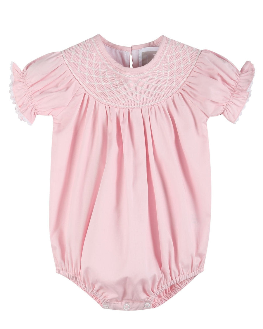Pink and White Smocked Bubble Romper - Lil Cactus
