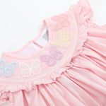 Pink Butterfies Smocked Bishop Dress - Lil Cactus