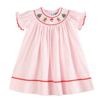 Pink Christmas Smocked Bishop Dress - Lil Cactus