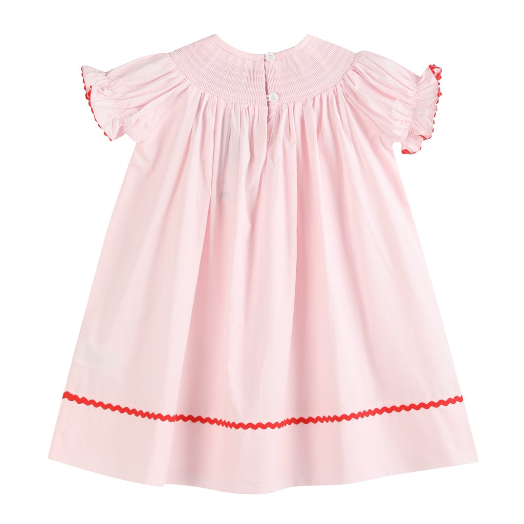 Pink Christmas Smocked Bishop Dress - Lil Cactus