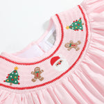 Pink Christmas Smocked Bishop Dress - Lil Cactus