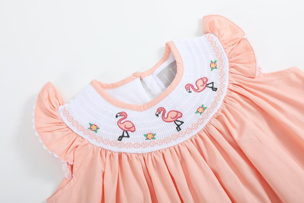 Pink Flamingo Smocked Bishop Dress - Lil Cactus
