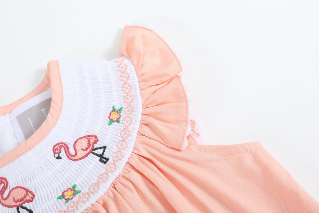 Pink Flamingo Smocked Bishop Dress - Lil Cactus