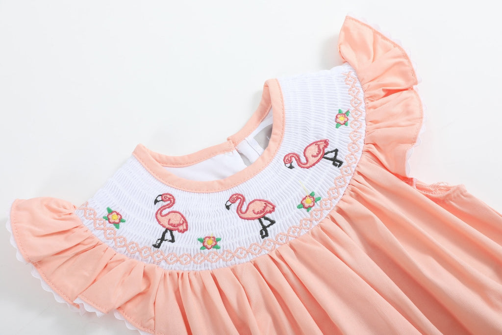 Pink Flamingo Smocked Flutter Romper - Lil Cactus