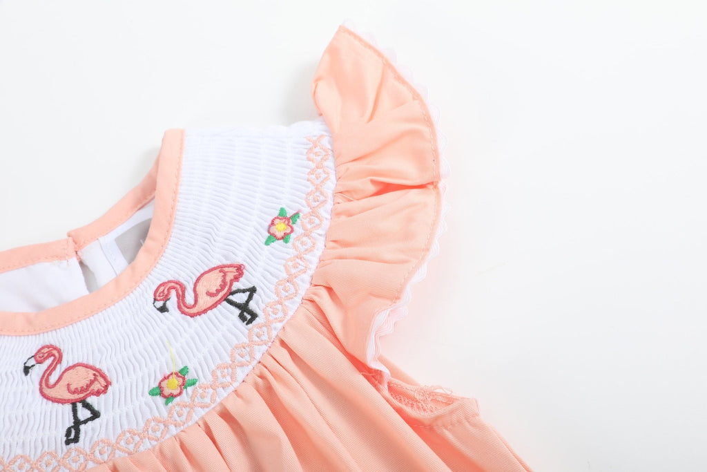 Pink Flamingo Smocked Flutter Romper - Lil Cactus