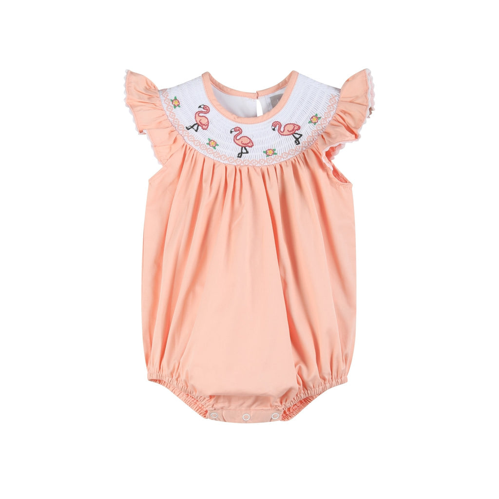 Pink Flamingo Smocked Flutter Romper - Lil Cactus