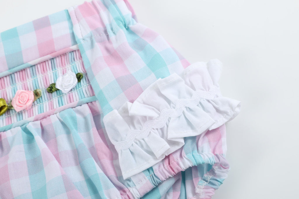 Pink Flower Smocked Bloomers - Lil Cactus