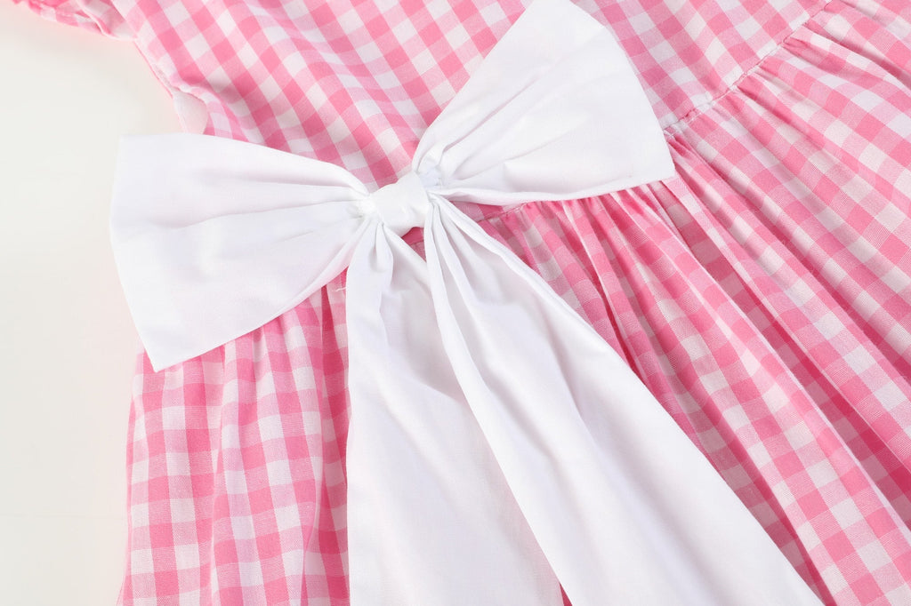 Pink Gingham Bow Dress - Lil Cactus