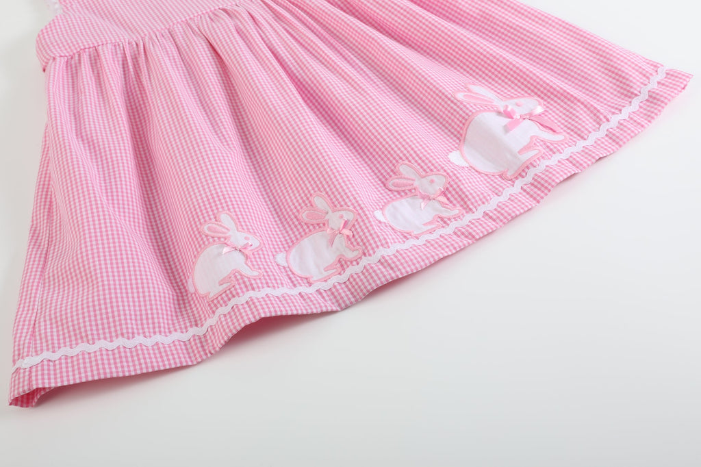 Pink Gingham Bunny Family Button Dress - Lil Cactus