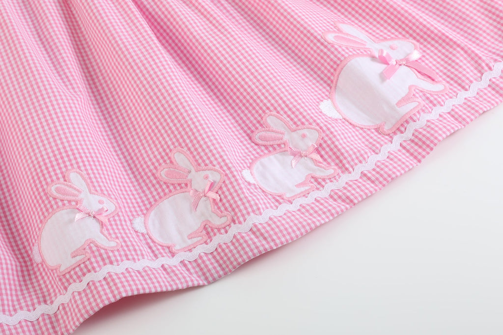 Pink Gingham Bunny Family Button Dress - Lil Cactus