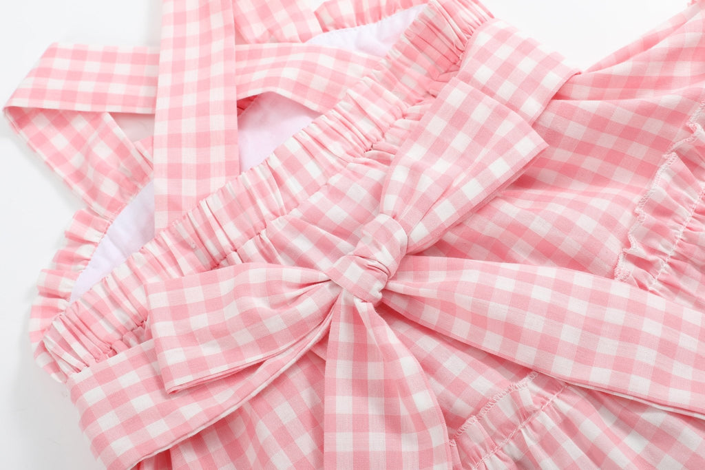Pink Gingham Check Layered Sundress - Lil Cactus