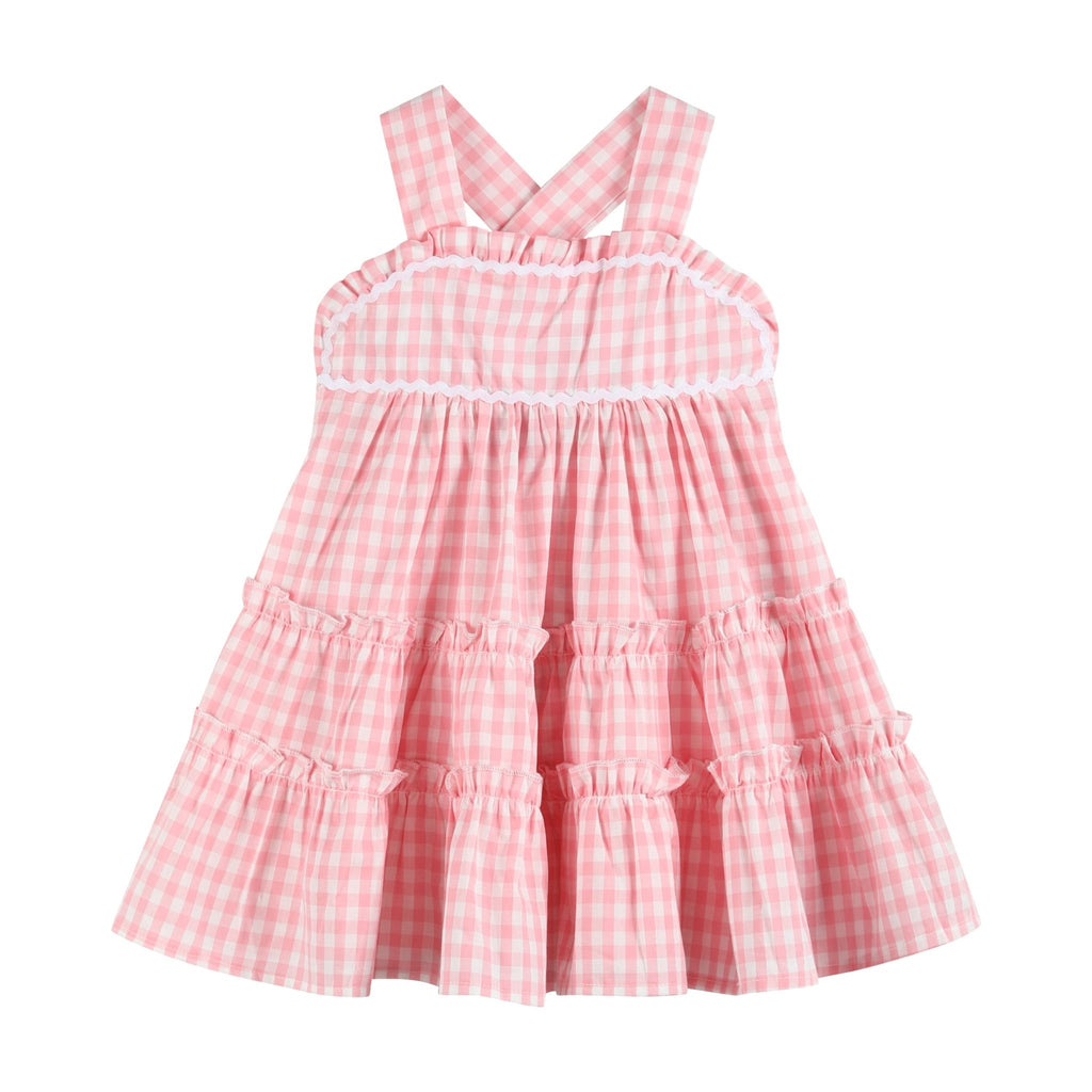 Pink Gingham Check Layered Sundress - Lil Cactus