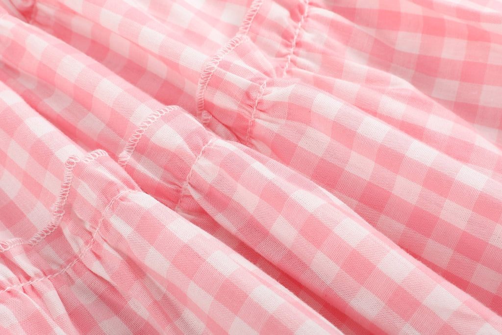 Pink Gingham Check Layered Sundress - Lil Cactus