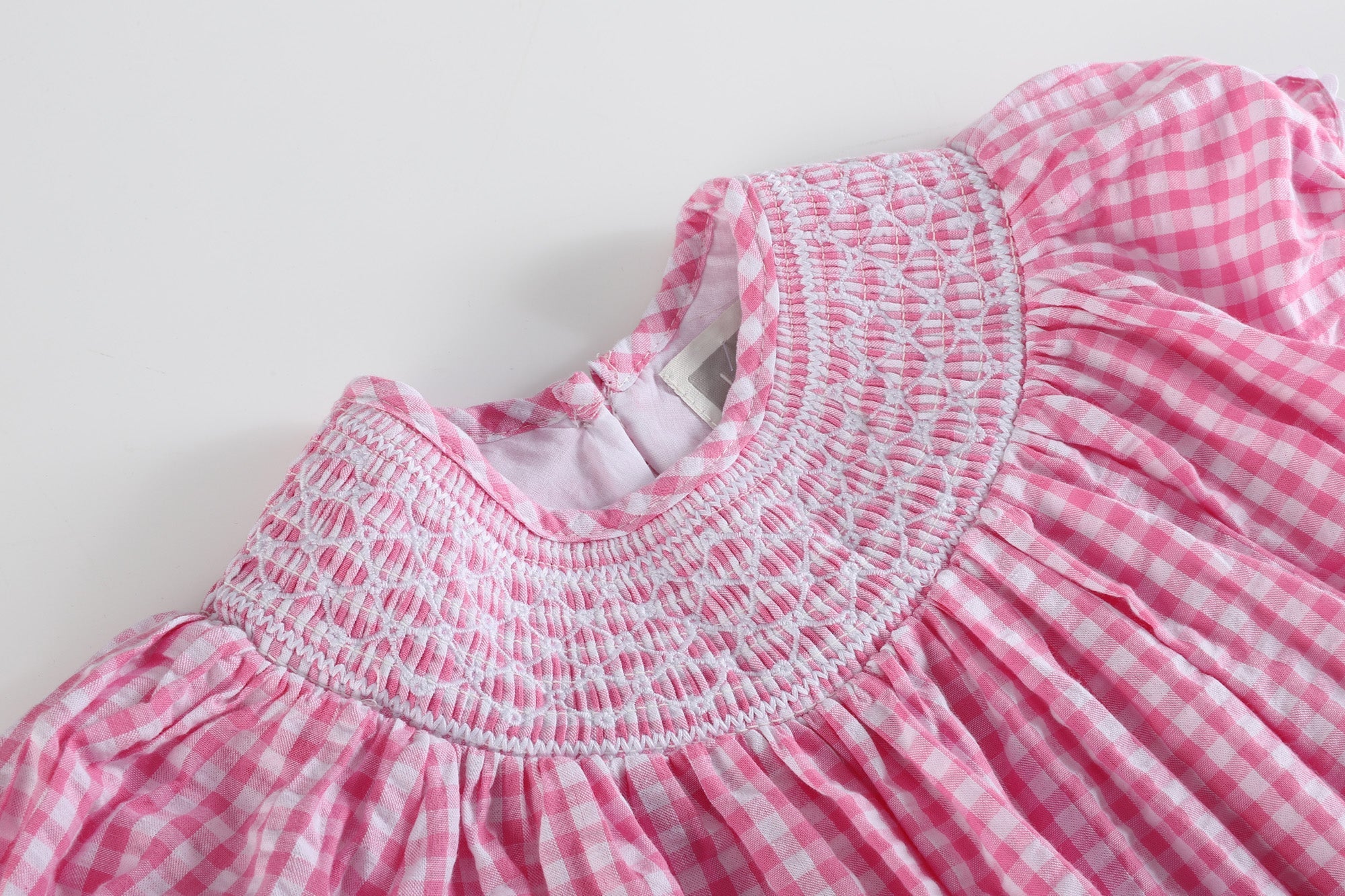 Pink Gingham Classic Smocked Bishop Dress, 6Y