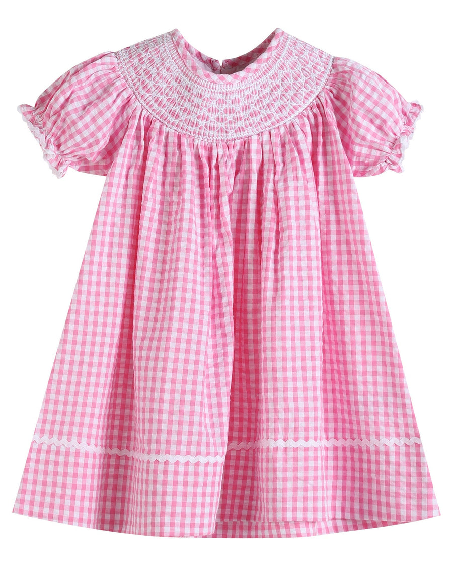 Pink Gingham Classic Smocked Bishop Dress - Lil Cactus
