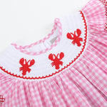 Pink Gingham Crawfish Smocked Bishop Dress - Lil Cactus