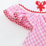 Pink Gingham Crawfish Smocked Bishop Dress - Lil Cactus