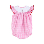 Pink Gingham Daisy and Hearts Smocked Romper - Lil Cactus