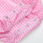 Pink Gingham Daisy and Hearts Smocked Romper - Lil Cactus