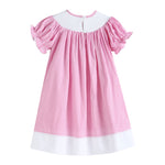Pink Gingham Easter Bunny Smocked Bishop Dress - Lil Cactus