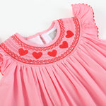 Pink Heart Valentine Smocked Bishop Dress - Lil Cactus