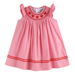 Pink Heart Valentine Smocked Bishop Dress - Lil Cactus