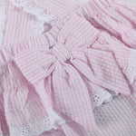 Pink Seersucker Easter Bunny Ruffle Romper - Lil Cactus