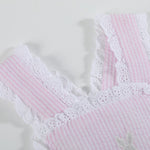 Pink Seersucker Easter Bunny Ruffle Romper - Lil Cactus