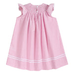 Pink Seersucker Running Bunnies Smocked Bishop Dress - Lil Cactus