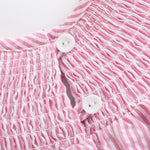 Pink Seersucker Running Bunnies Smocked Flutter Romper - Lil Cactus