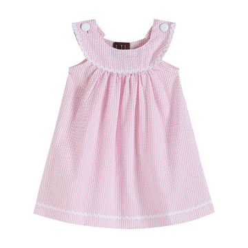 Pink Seersucker Yoke Dress - Lil Cactus