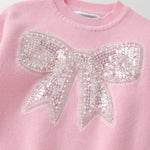 Pink Sparkly Bow Sweater - Lil Cactus