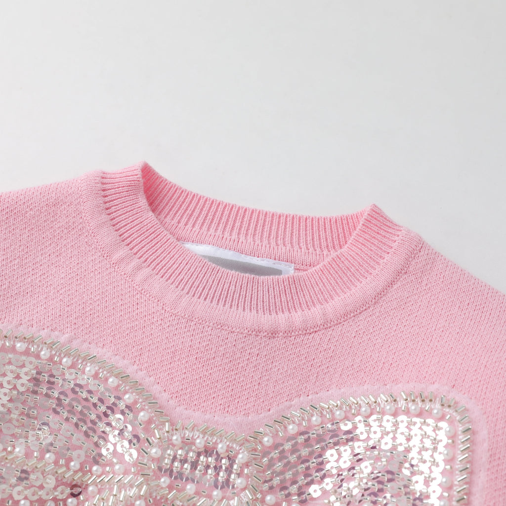 Pink Sparkly Bow Sweater - Lil Cactus