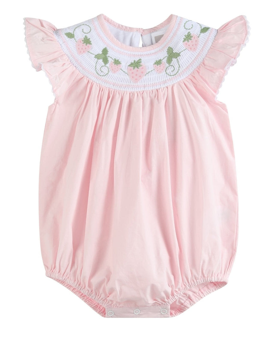 Pink Strawberry Vine Smocked Romper - Lil Cactus