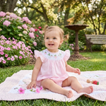 Pink Strawberry Vine Smocked Romper - Lil Cactus