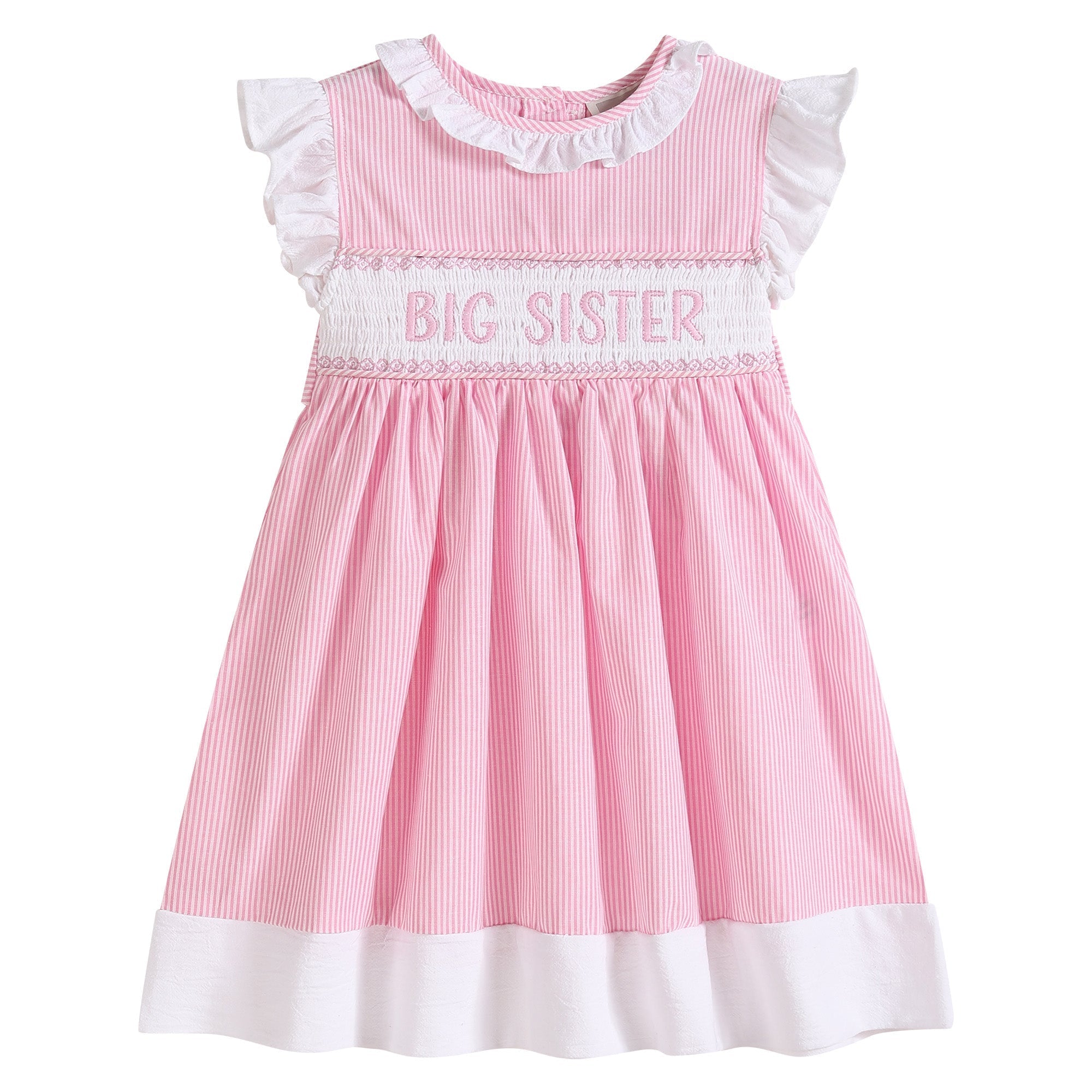 Lil Cactus Baby Dress Ð Pink Striped Big Sister Smocked Dress