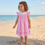 Pink Striped Flamingo Smocked Bishop Dress - Lil Cactus