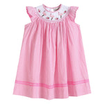 Pink Striped Flamingo Smocked Bishop Dress - Lil Cactus