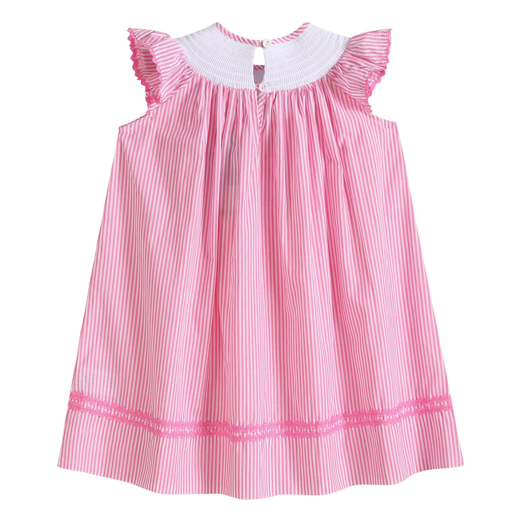Pink Striped Flamingo Smocked Bishop Dress - Lil Cactus
