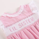 Pink Striped Lil Sister Smocked Romper - Lil Cactus