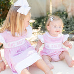 Pink Striped Lil Sister Smocked Romper - Lil Cactus