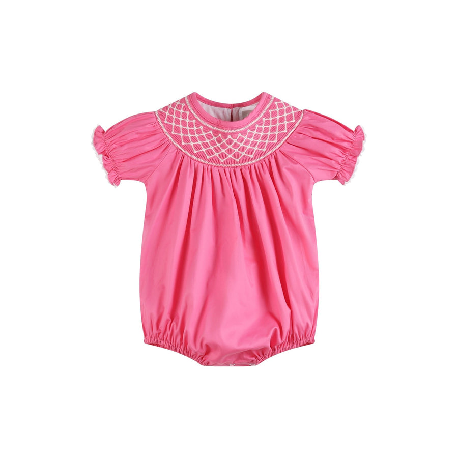 Pink & White Smocked Bubble Romper - Lil Cactus